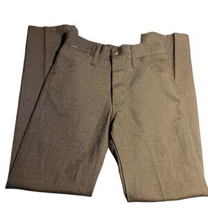 Vintage 1970's Boys 12 24x26 Slim Fit Trousers Brown Slinky Rayon Blend Mod USA